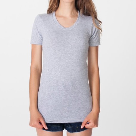 American Apparel sheer jersey women summer V neck - Heather Grey - Picture 1 of 1